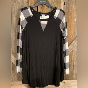 Black Buffalo Check Plaid Boutique Style Top Blouse